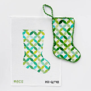 Quilt Mini Stocking in Pink and Green