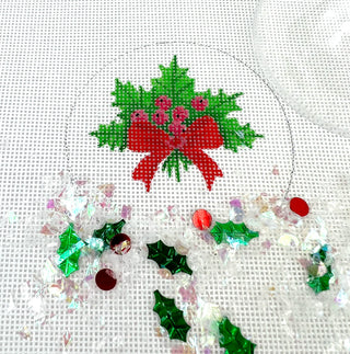 Holly and Berries Snow Globe Ornament